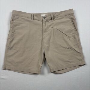 Tasc Performance Tailored Shorts Mens 38 Khaki Bamboo Blend Stretch Active